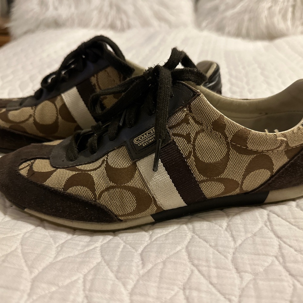 Coach Signature Brown and Cream Sneakers